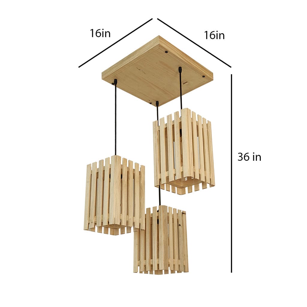 Elegant Beige Wooden Cluster Hanging Lamp (BULB NOT INCLUDED)