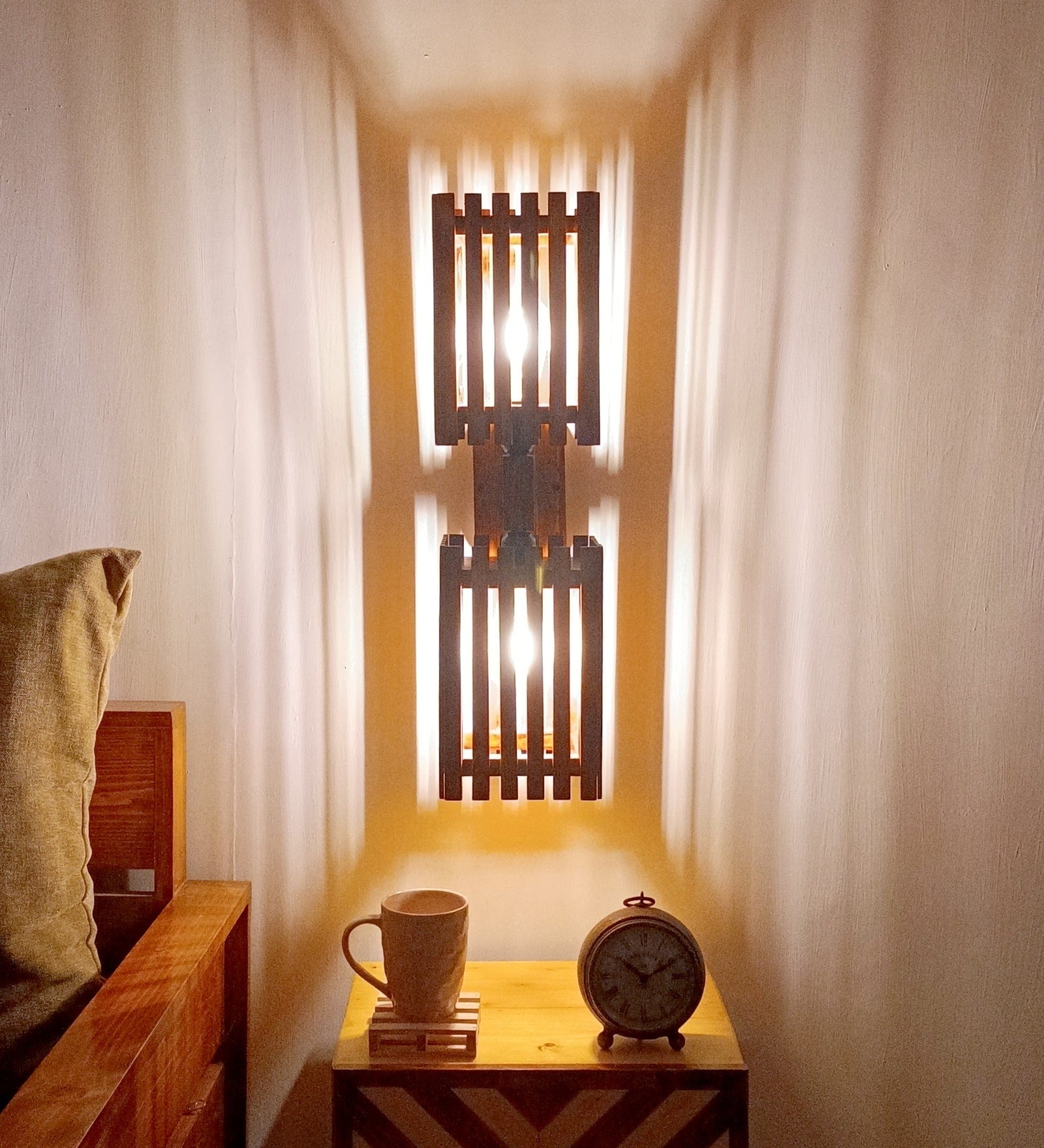 Elegant Duo Brown Wooden Wall Light (BULB NOT INCLUDED)