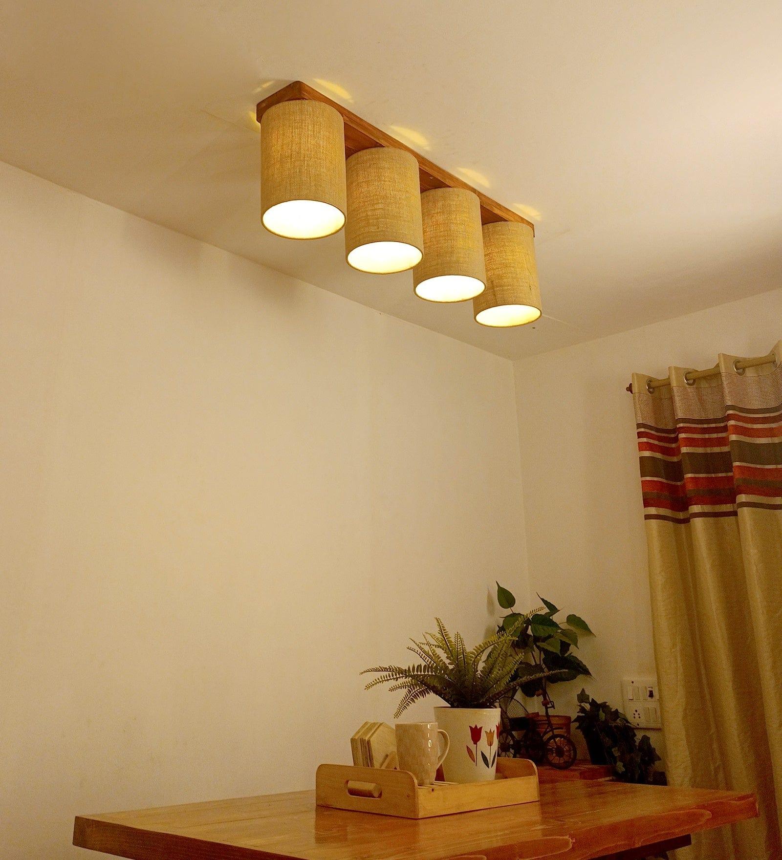 Elementary Brown Wooden 4 Series Ceiling Lamp (BULB NOT INCLUDED) - Ouch Cart