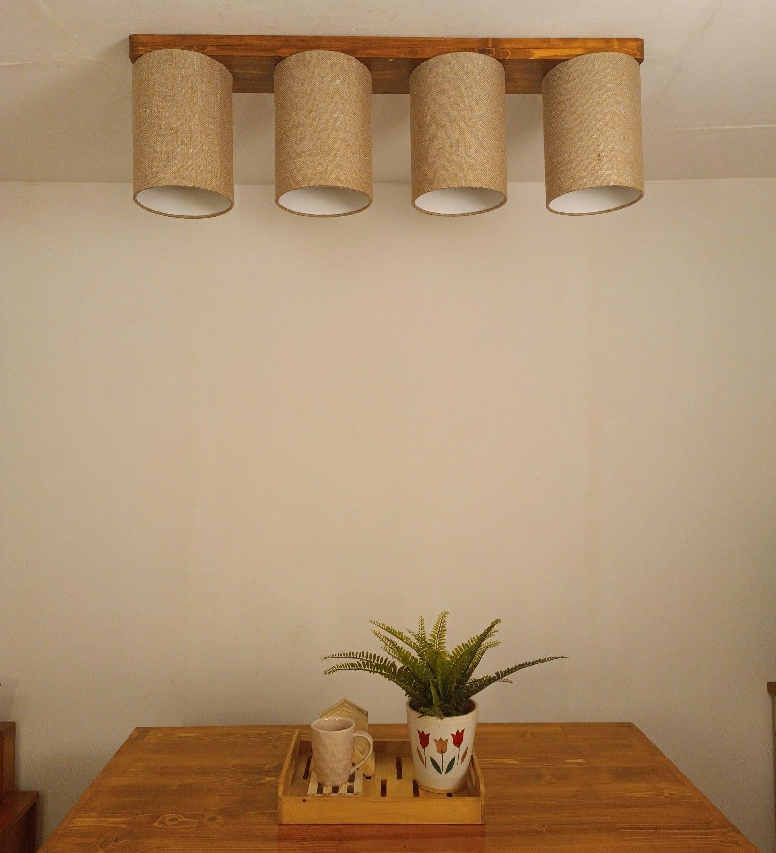 Elementary Brown Wooden 4 Series Ceiling Lamp (BULB NOT INCLUDED) - Ouch Cart