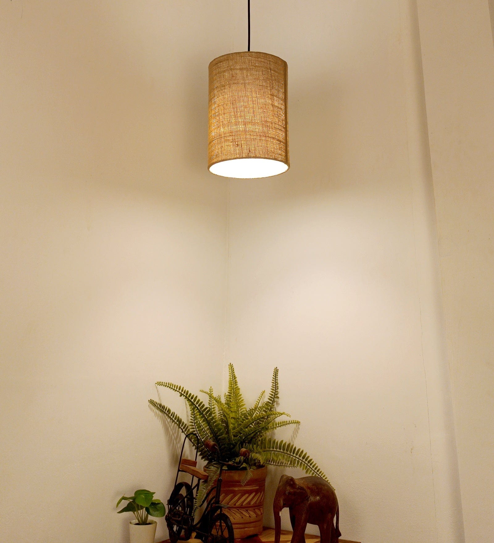 Elementary Brown Wooden Single Hanging Lamp (BULB NOT INCLUDED)