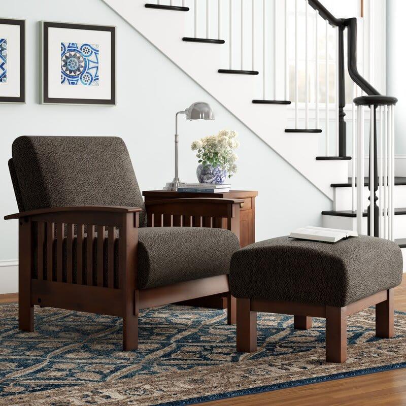 Encinal Wide Linen Armchair and Ottoman - Ouch Cart