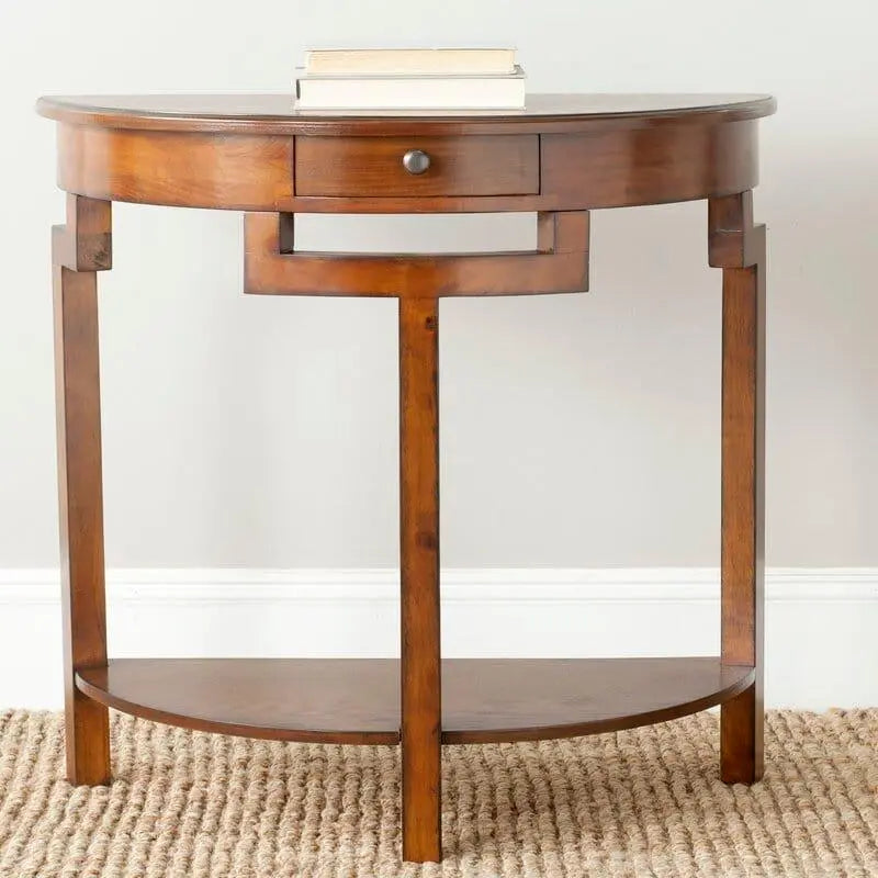 Half Moon shape Solid Wood Console Table with Drawer - Ouch Cart