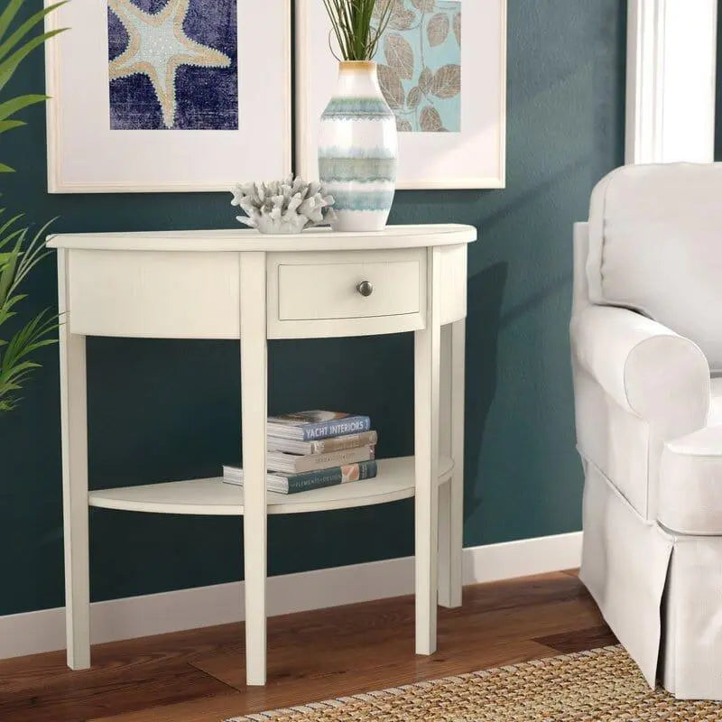Half moon shape Solid Wood Console Table with Drawer - Ouch Cart