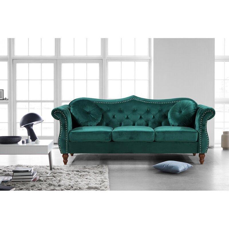 Evianna Velvet Rolled Arm Sofa - Ouch Cart