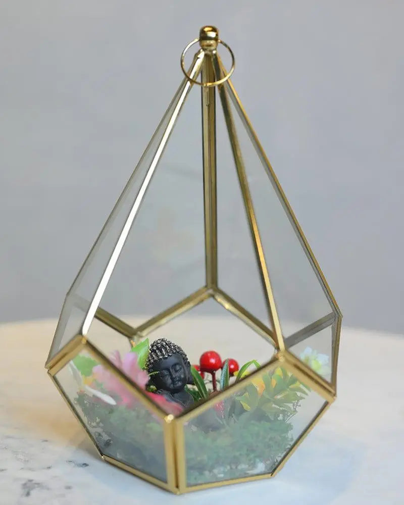 Diamond Shape Glass & Metal Cut Planter - Ouch Cart