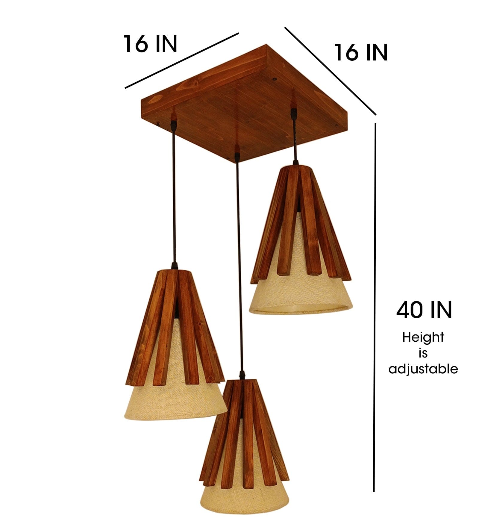 Flue Brown Wooden Cluster Hanging Lamp (BULB NOT INCLUDED)