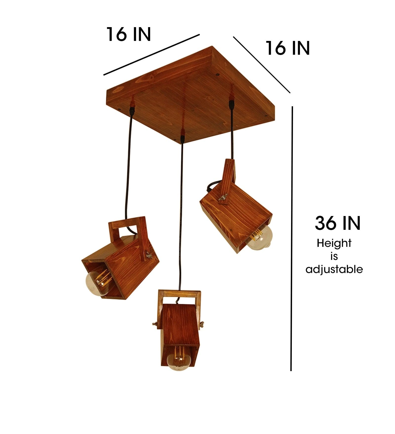 Focal Brown Wooden Cluster Hanging Lamp (BULB NOT INCLUDED)