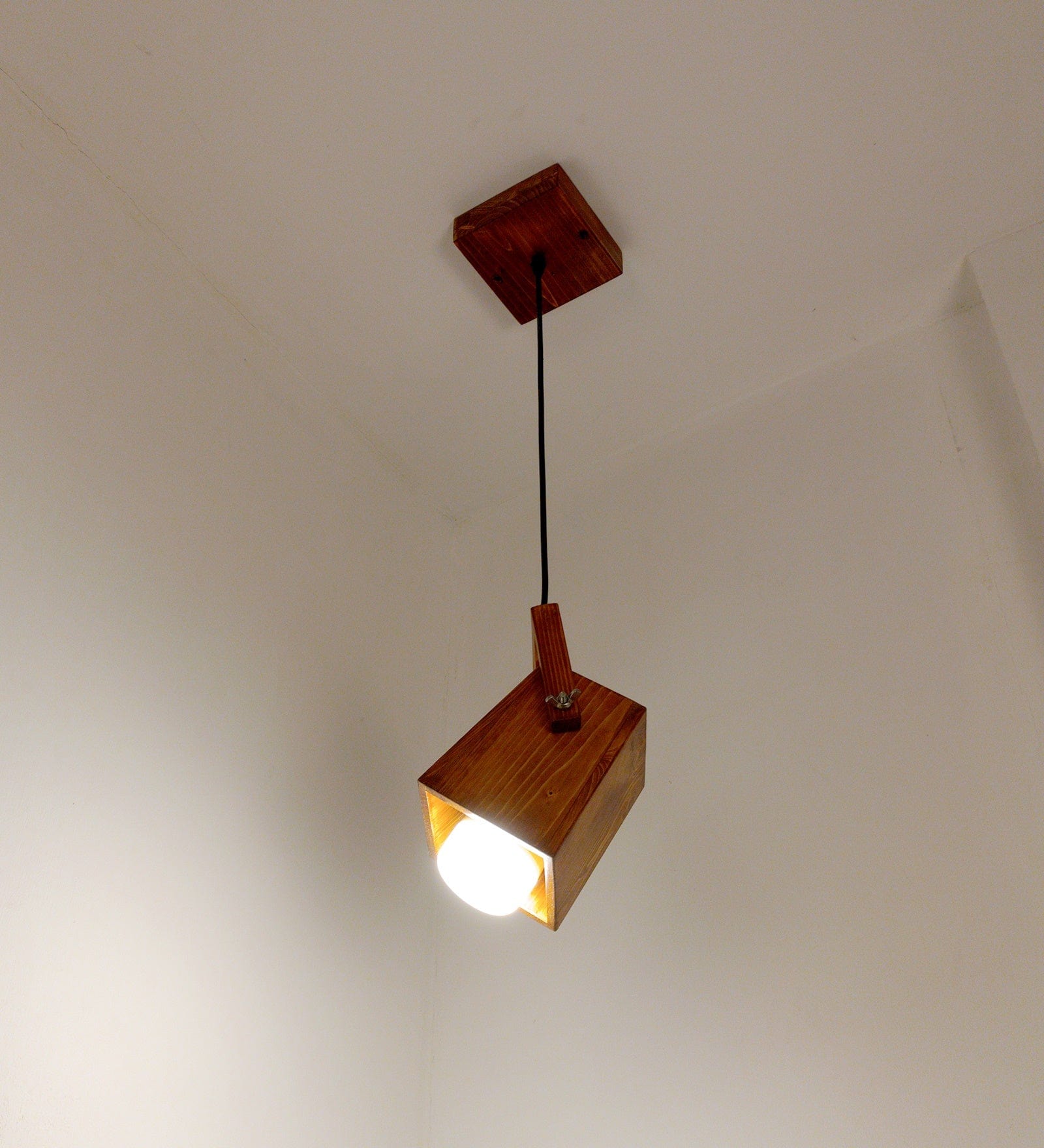 Focal Brown Wooden Single Hanging Lamp (BULB NOT INCLUDED)