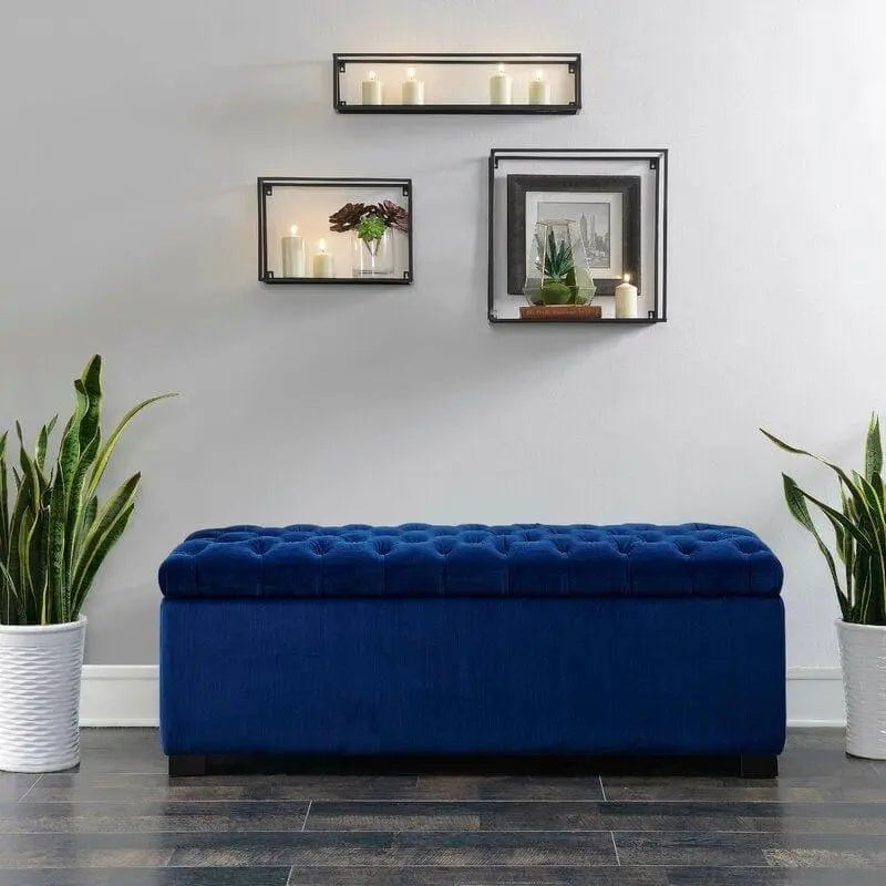 Upholstered Flip Top Storage Bench Solid Wood Bench Shoe Rack - Ouch Cart