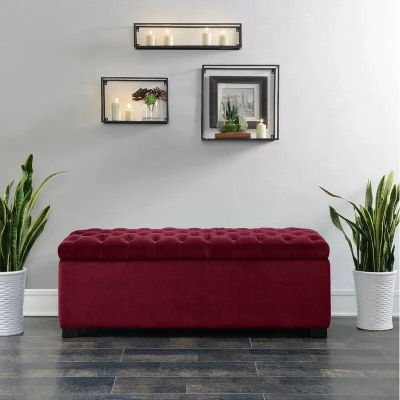 Upholstered Flip Top Storage Bench Solid Wood Bench Shoe Rack - Ouch Cart