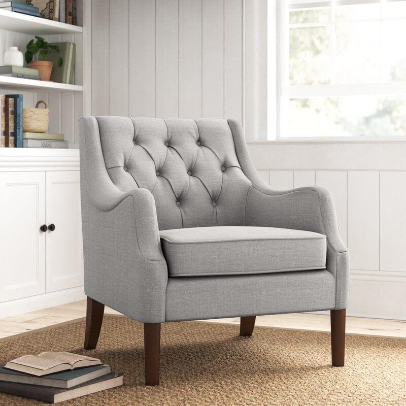 Wide Tufted Wingback Chair - Ouch Cart