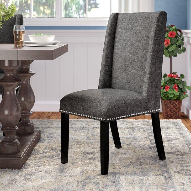 Wooden Back Side Dinning Chair in Medium Gray - Ouch Cart