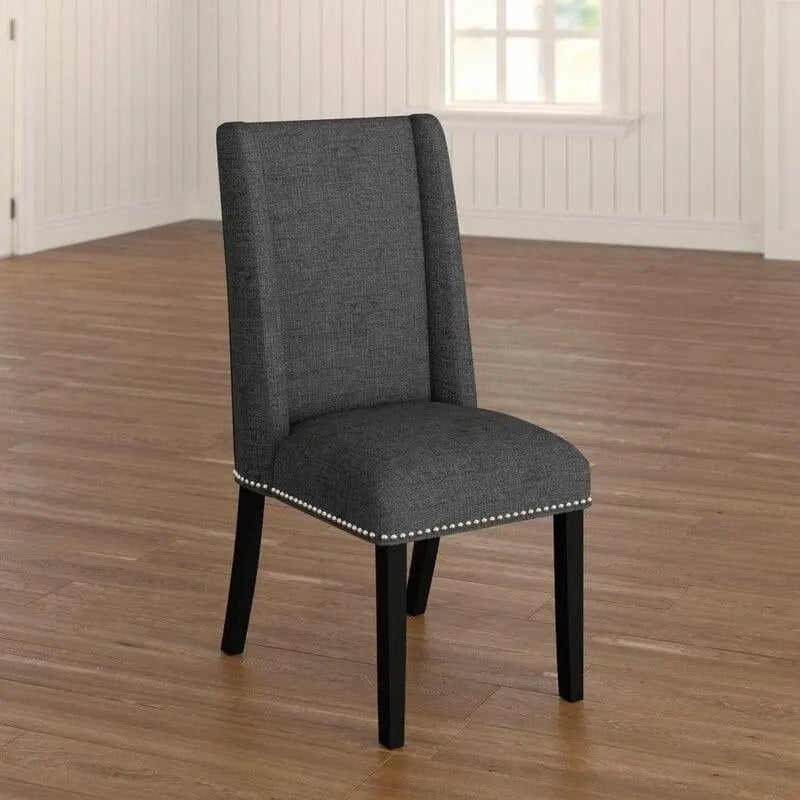 Wooden Back Side Dinning Chair in Medium Gray - Ouch Cart