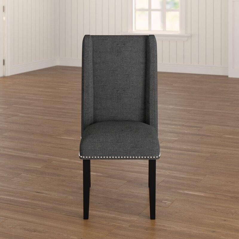 Wooden Back Side Dinning Chair in Medium Gray - Ouch Cart