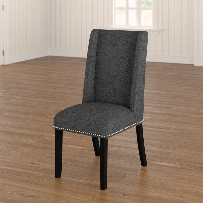 Wooden Back Side Dinning Chair in Medium Gray - Ouch Cart