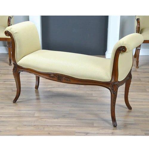 Teak Wood Upholstered Bench - Ouch Cart