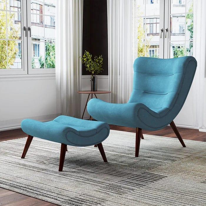 Gorecki Wide Tufted Lounge Chair and Ottoman - Ouch Cart