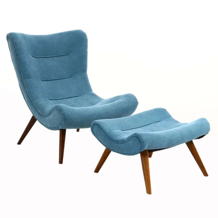 Gorecki Wide Tufted Lounge Chair and Ottoman