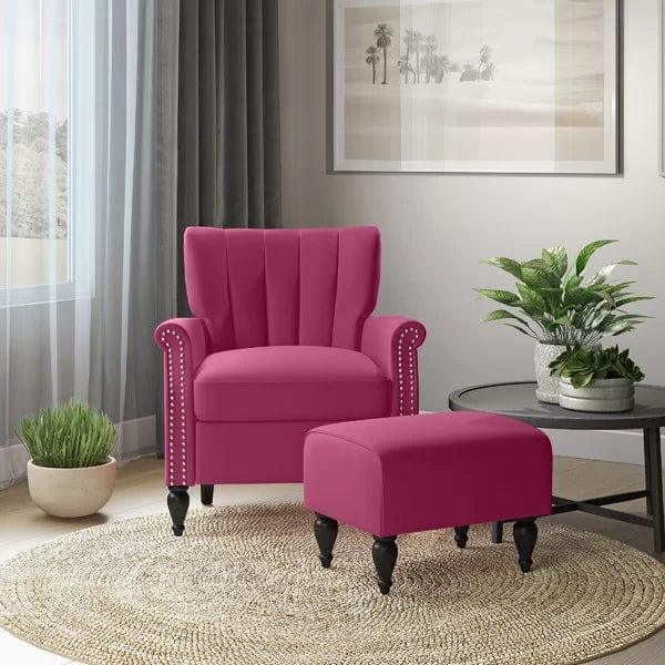 Greggs Wide Tufted Armchair and Ottoman - Ouch Cart