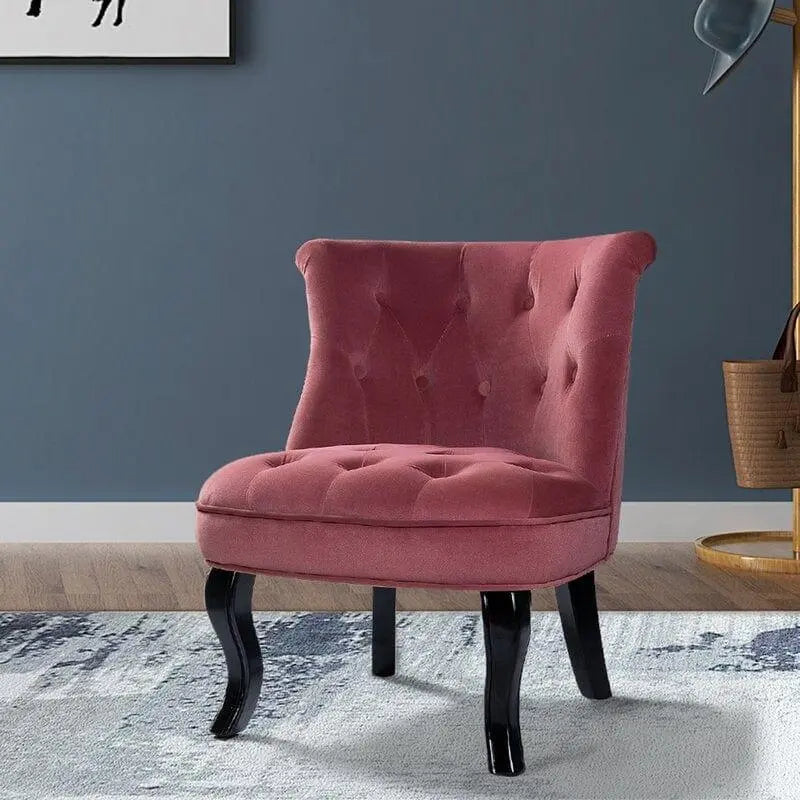 Wooden Teak Wood Wide Tufted Side Chair - Ouch Cart
