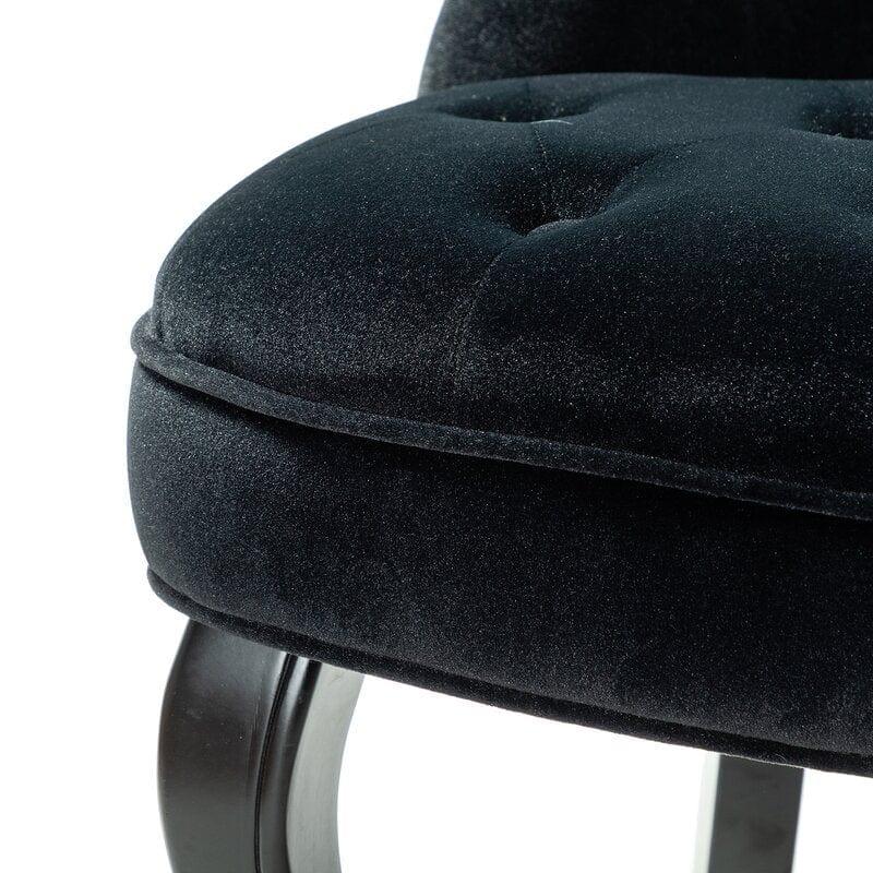 Wooden Teak Wood Wide Tufted Side Chair - Ouch Cart