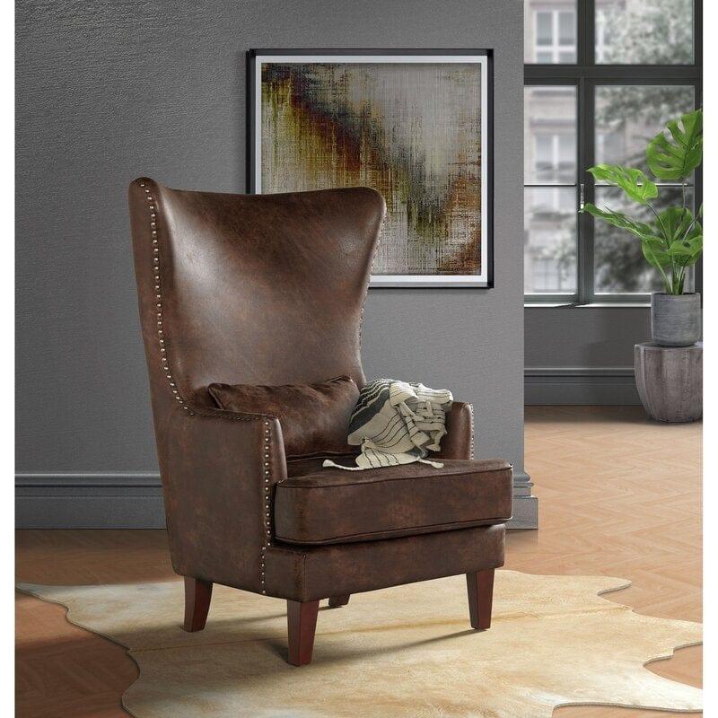 Full Back Lounge Chair Wide Tufted Wingback Chair - Ouch Cart