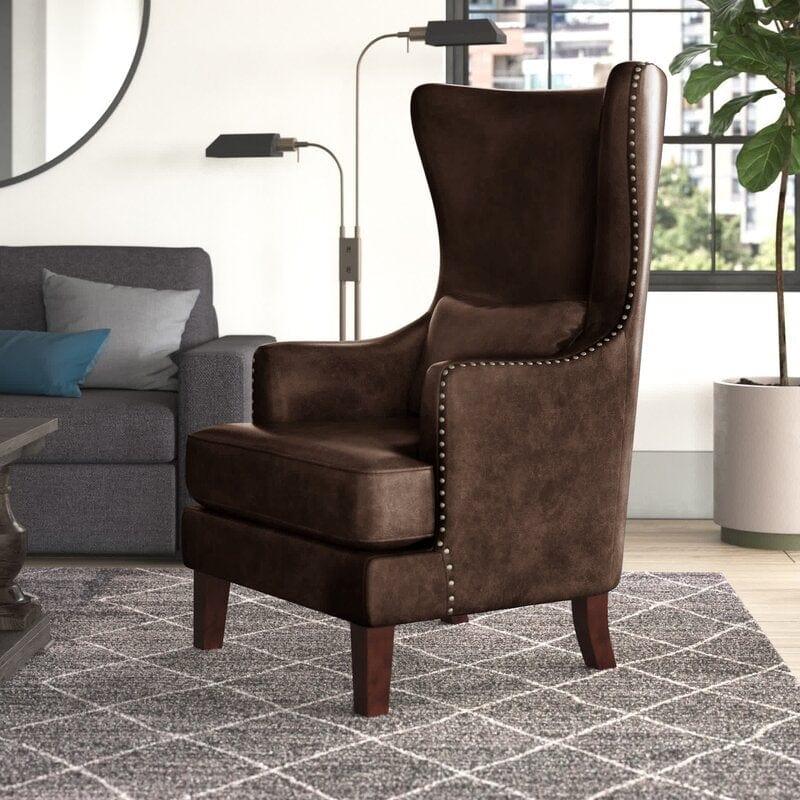 Full Back Lounge Chair Wide Tufted Wingback Chair - Ouch Cart