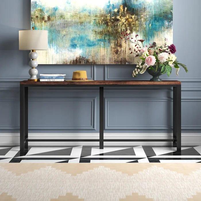 Heeter Iron And Wood Console Table - Ouch Cart