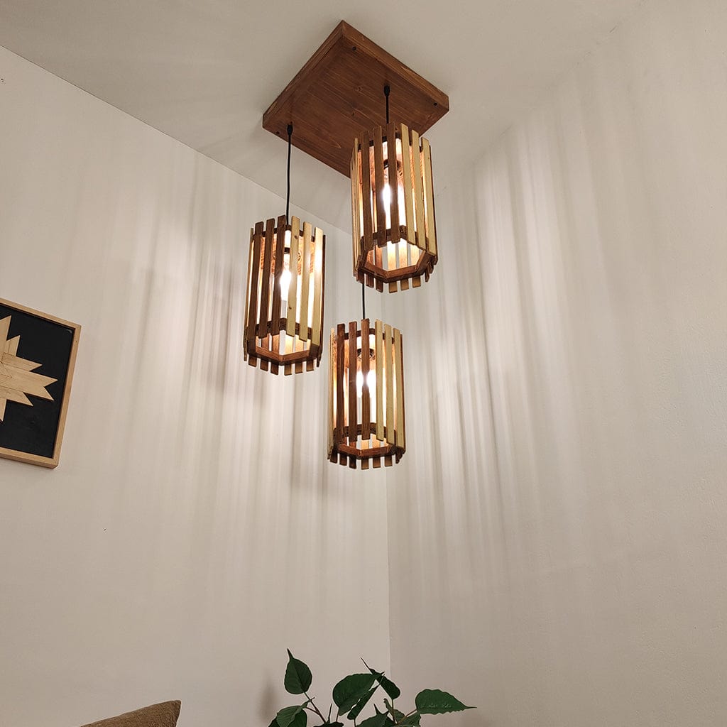 Hexa Beige & Brown Cluster Hanging Lamp (BULB NOT INCLUDED)