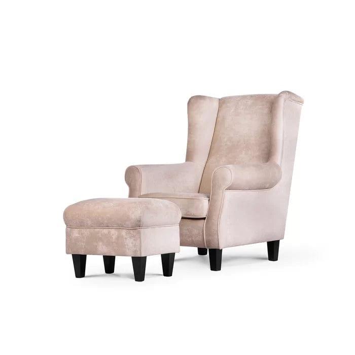 Wide Tufted chair and Ottoman - Ouch Cart
