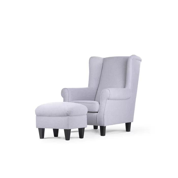Wide Tufted chair and Ottoman - Ouch Cart