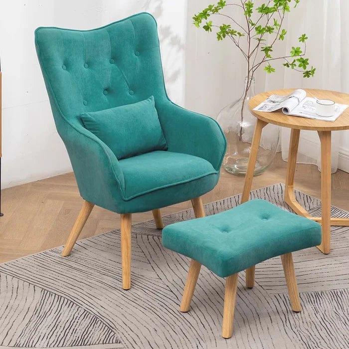 Howery Wide Tufted Armchair and Ottoman - Ouch Cart | wing chair