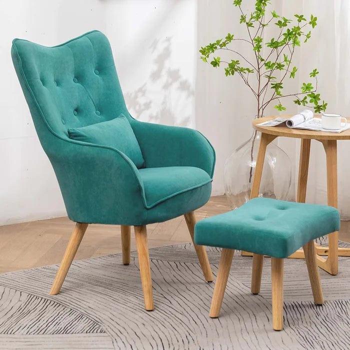 Howery Wide Tufted Armchair and Ottoman - Ouch Cart | wing chair