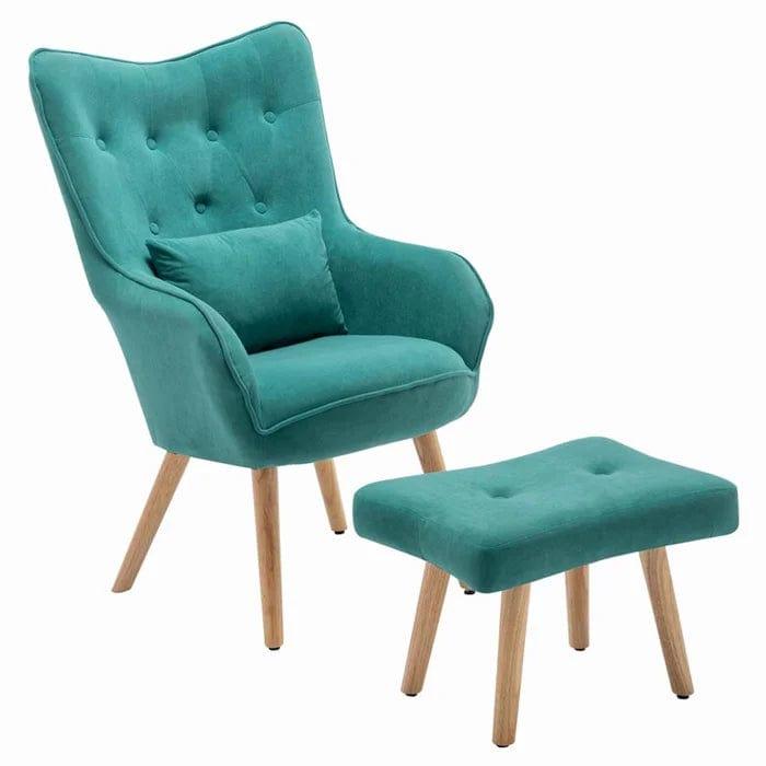 Howery Wide Tufted Armchair and Ottoman - Ouch Cart | wing chair