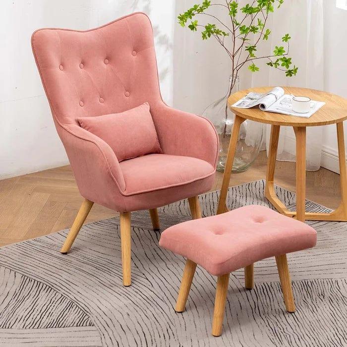 Howery Wide Tufted Armchair and Ottoman - Ouch Cart | wing chair