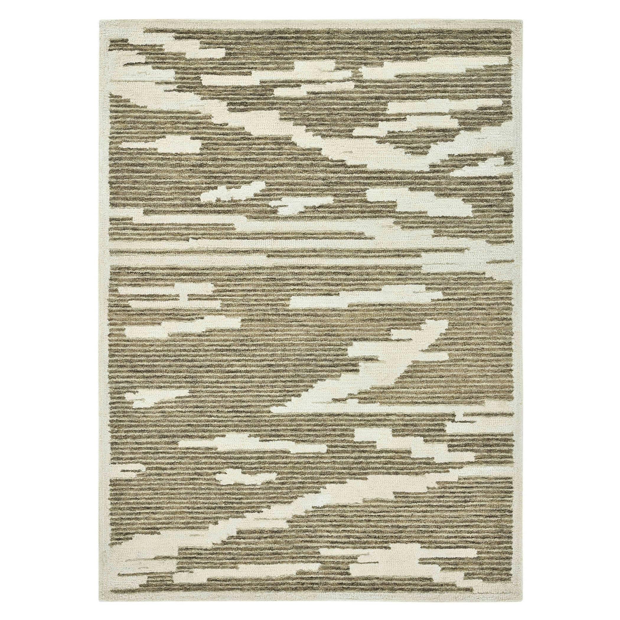 Beige Wool Chicago 8x10 Feet Hand-Tufted Carpet Rug - Ouch Cart