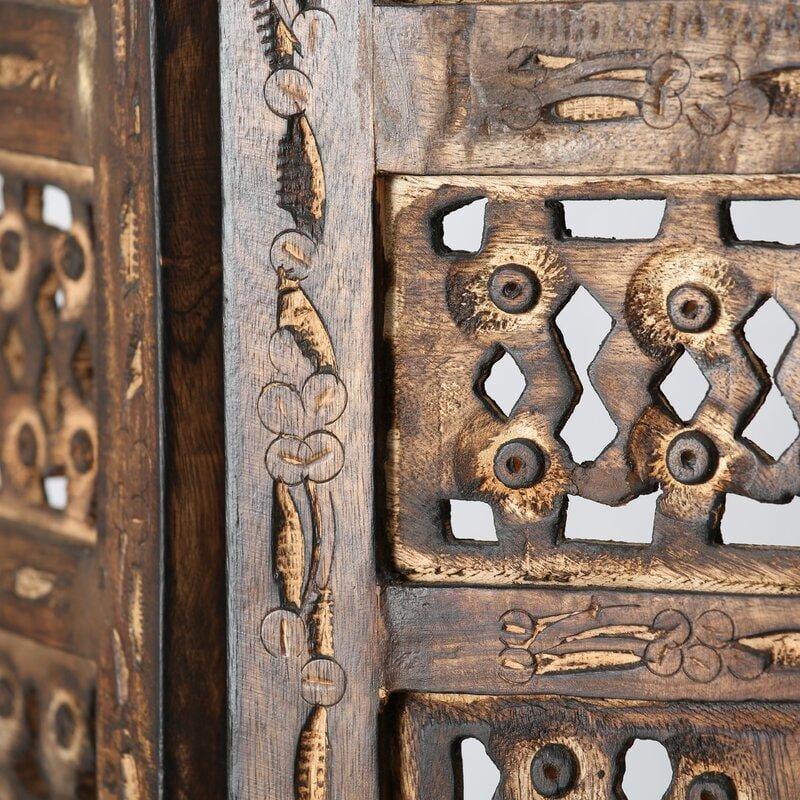 4 - Panel Wooden Partition Solid Wood Folding Room Divider - Ouch Cart