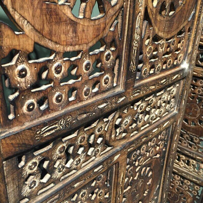 4 - Panel Wooden Partition Solid Wood Folding Room Divider - Ouch Cart