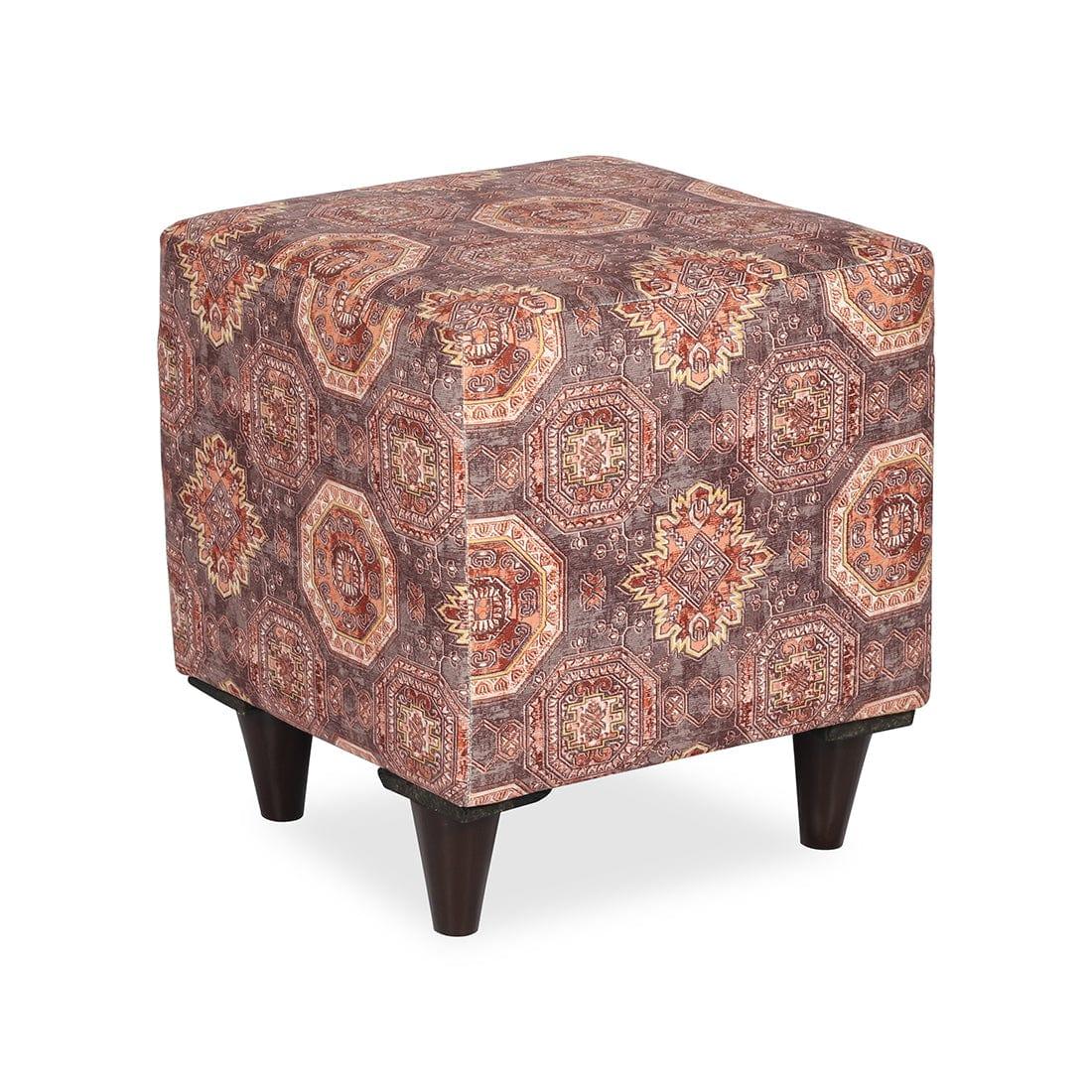 DOE BUCK SQUARE PRINTED OTTOMAN WITH WOODEN LEG - Ouch Cart