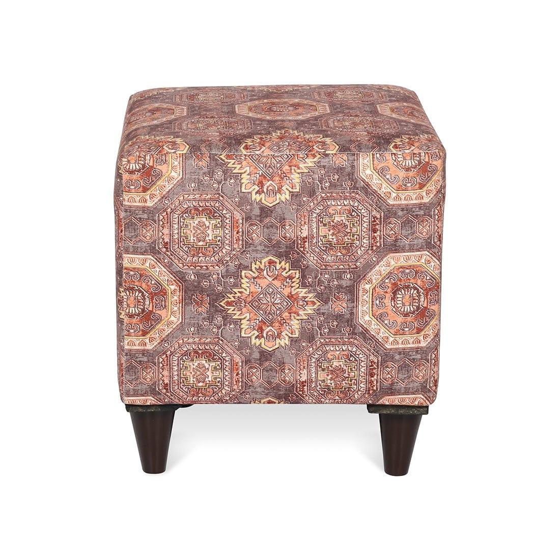 DOE BUCK SQUARE PRINTED OTTOMAN WITH WOODEN LEG - Ouch Cart