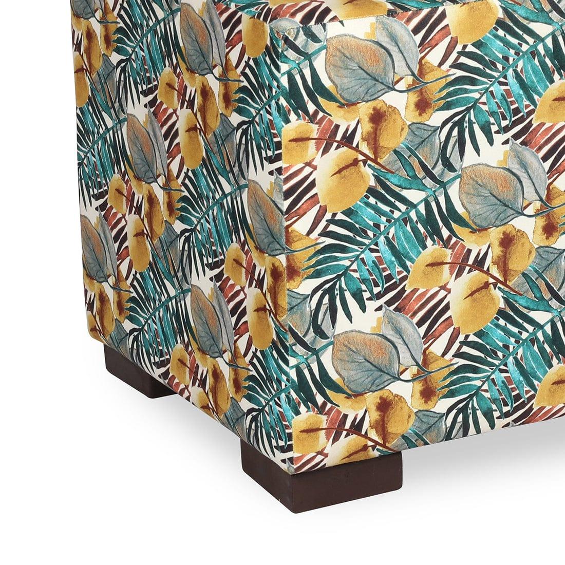 DOE BUCK SQUARE PRINTED OTTOMAN WITH WOODEN LEG - Ouch Cart