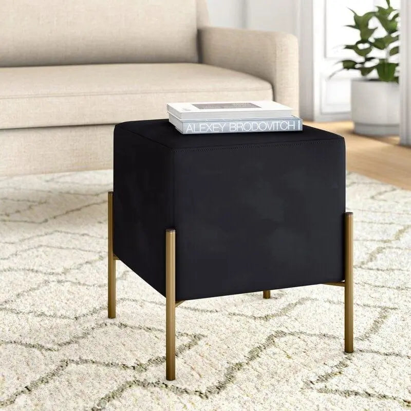 Wide Velvet Square Standard Ottoman - Ouch Cart
