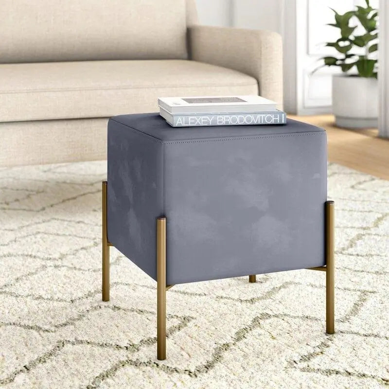 Wide Velvet Square Standard Ottoman - Ouch Cart