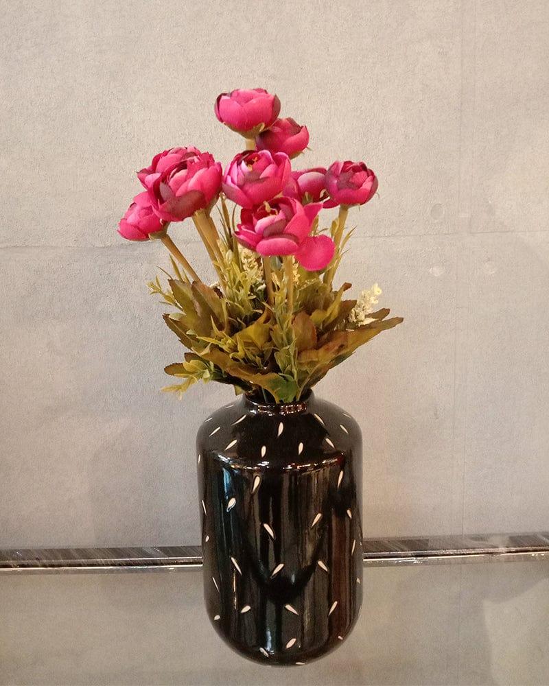 Small Flower with Black Vase For Home Decoration - Ouch Cart