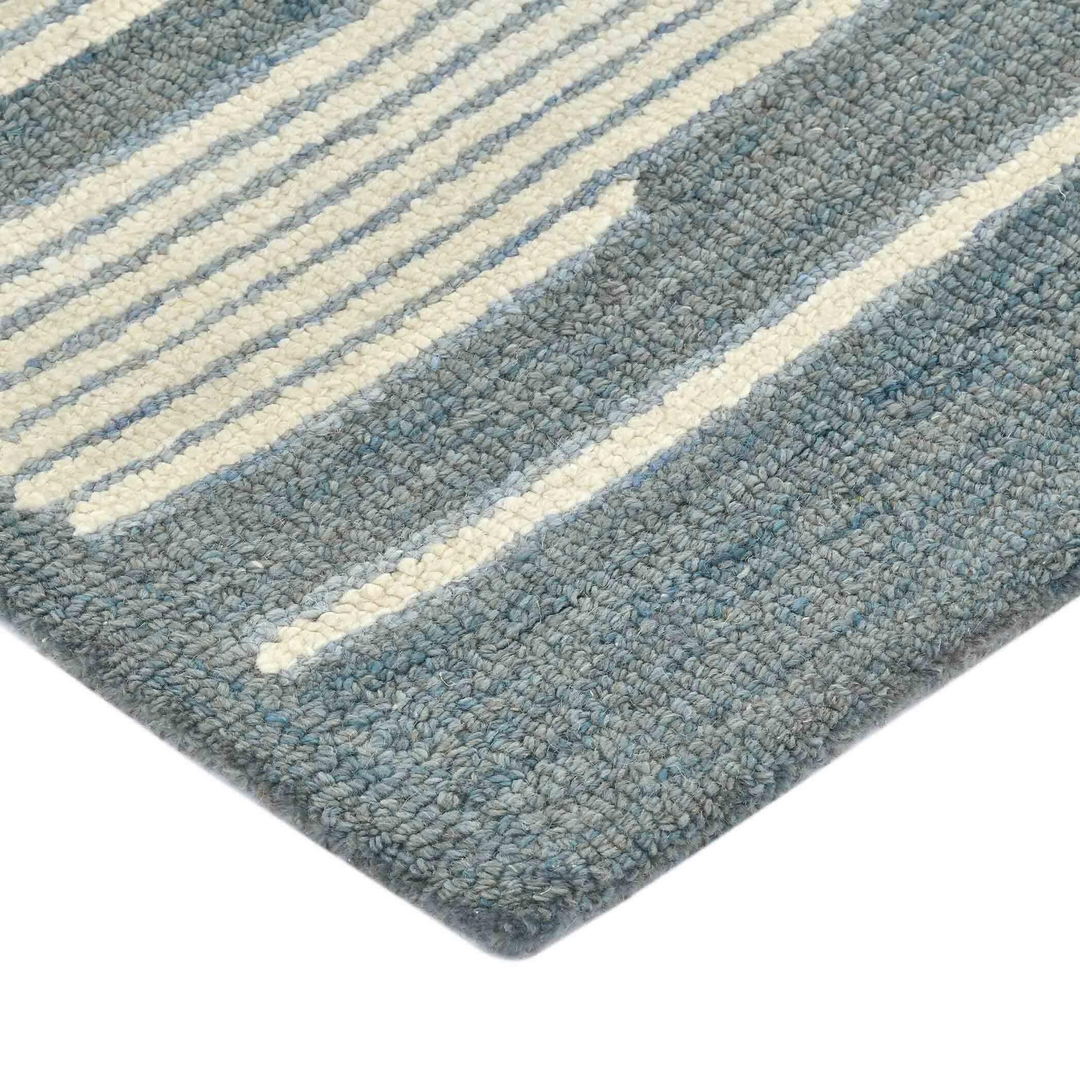 Blue Wool Chicago 5x8 Feet Hand-Tufted Carpet Rug - Ouch Cart