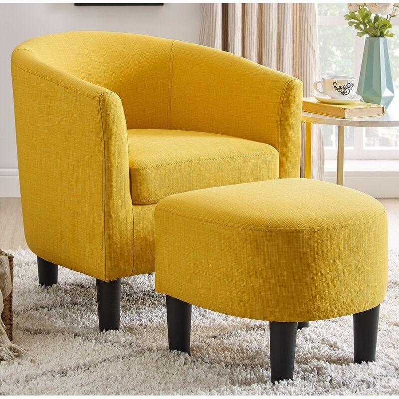 Wide Barrel Chair and Ottoman - Ouch Cart