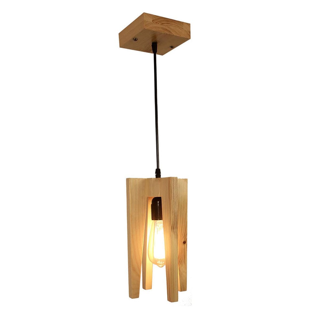 Jet Brown Wooden Single Hanging Lamp (BULB NOT INCLUDED)