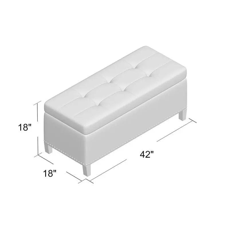 Upholstered Flip Top Storage Bench Solid Wood Bench Shoe Rack - Ouch Cart