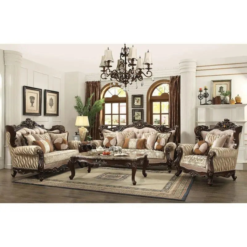 Kebee Wide Tufted Wingback Sofa 3 Piece Living Room Set 5 Seater - Ouch Cart